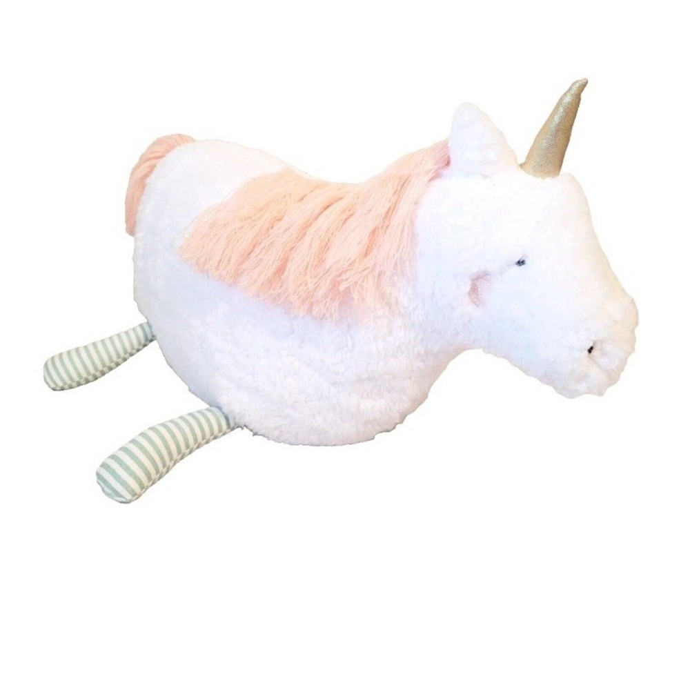 Pillowfort Decorative Unicorn Pillow Stuffed Animal Plush White Gold 20x13 NEW
